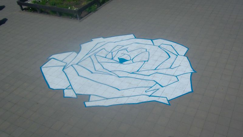 Weiße Rose auf GSS-Schulhof